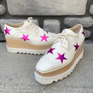 Stella McCartney Elyse Platform Ivory/Pink Stars sz 40.5